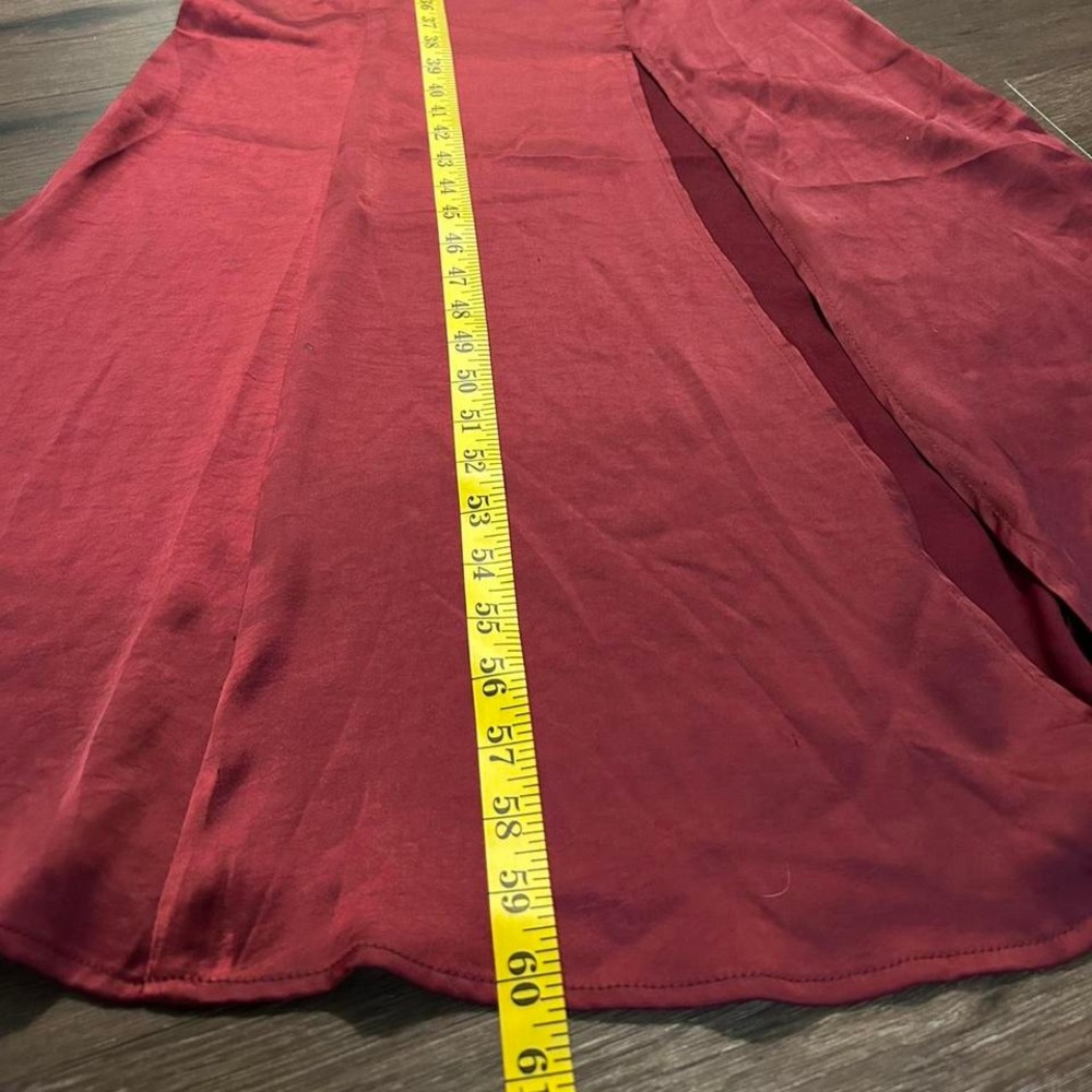 Burgundy one shoulder formal maxi dress - Picture 2 of 6
